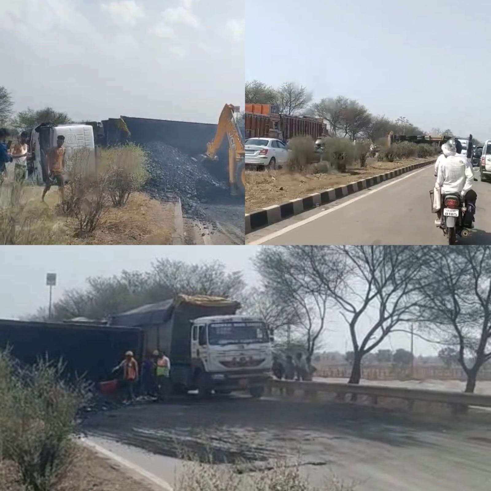 रायपुर-बिलासपुर नेशनल हाईवे पर आज सुबह बड़ा हादसासिमगा के पास कोयले से भरा ट्रेलर पलटा, सड़क पर बिखरा कोयला, यातायात प्रभावित