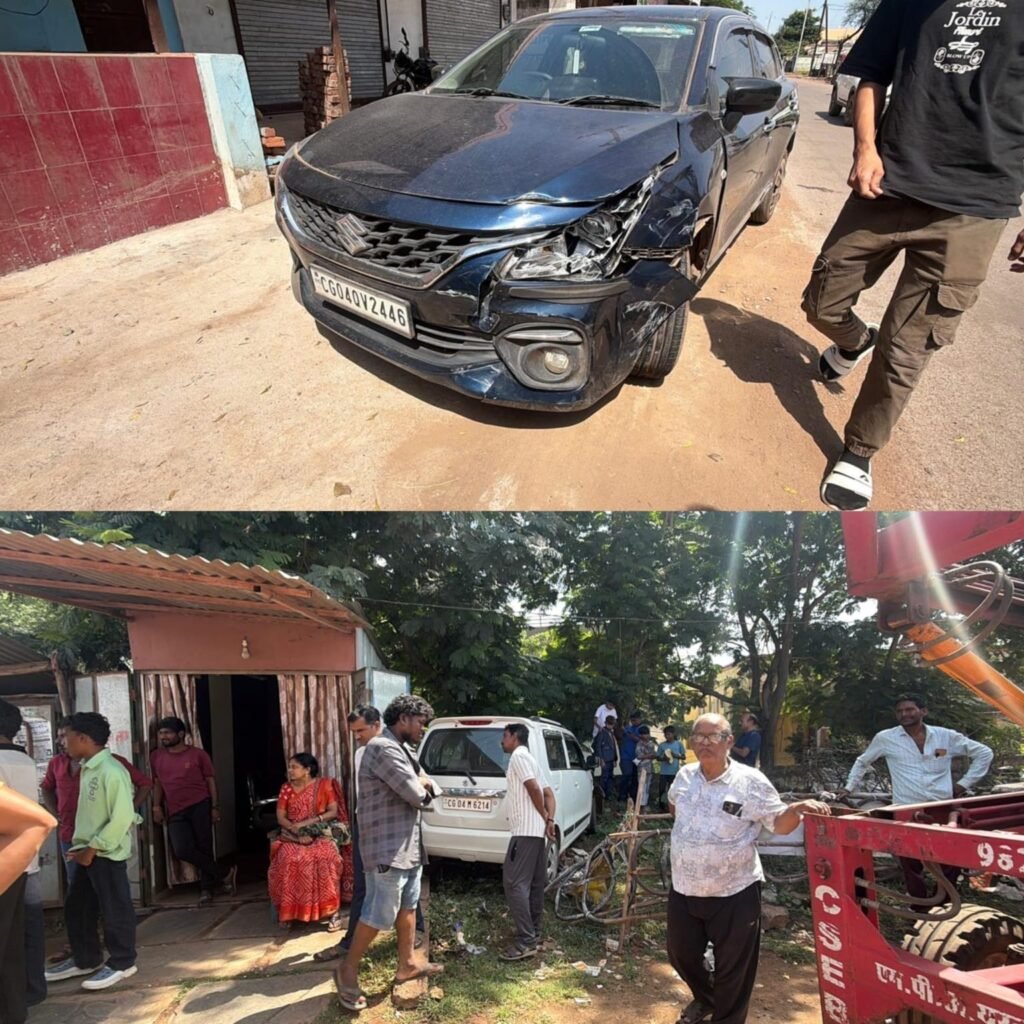 कोटा रोड पर कुरैशी टेंट के सामने दो कारों में भिड़ंत कोटा रोड पर कुरैशी टेंट के सामने दो कारों में भिड़ंत