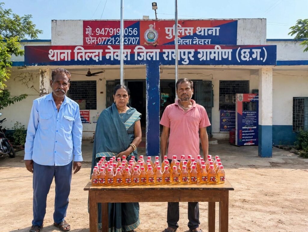 ऑपरेशन निश्चय के तहत तिल्दा पुलिस की कार्रवाई, अवैध शराब के साथ तीन आरोपी पकड़े गए
